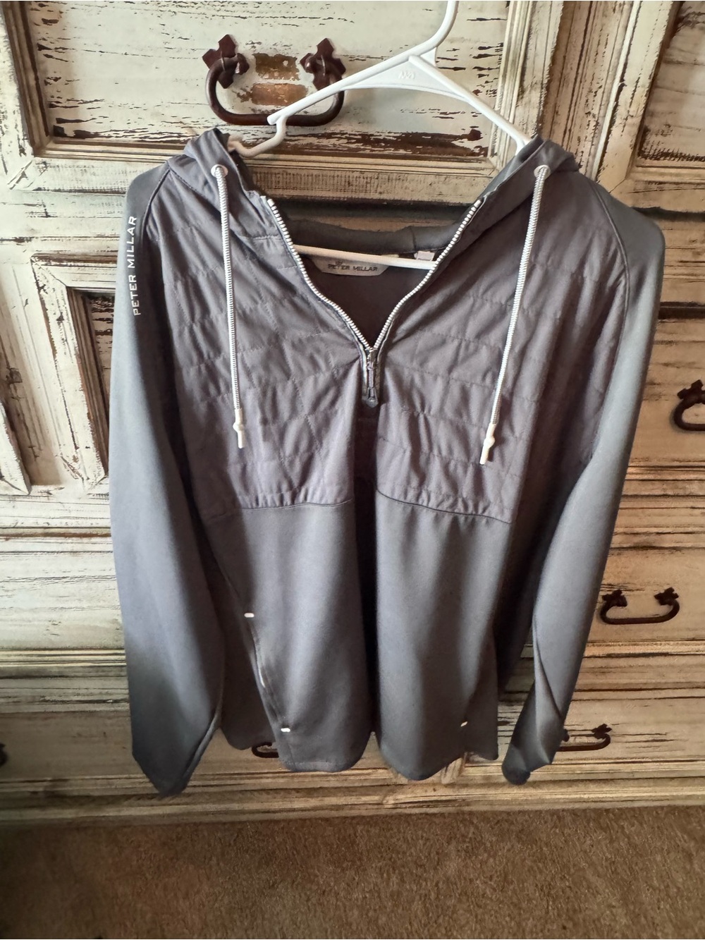 Peter Millar Gray Hooded Performance Pullover Jacket XXL